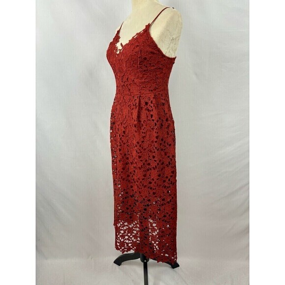 ASTR the Label Lace Dress Red Rust Medium Midi A Line Lined - Picture 16 of 16